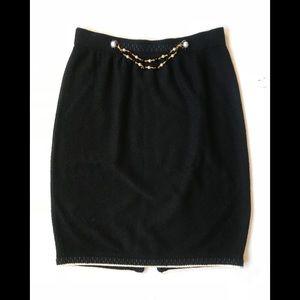 Black Vintage Skirt w/Chain Belt and Rope Detail